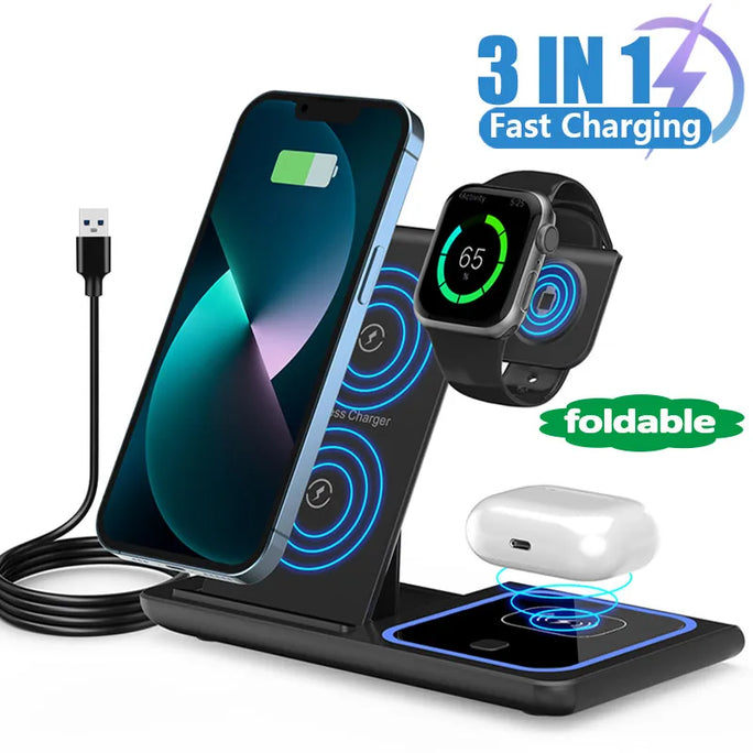 Wireless Charger Stand Pad Foldable Fast Charging Dock Station