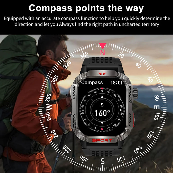 Smart Watch Men LED Flashlight
