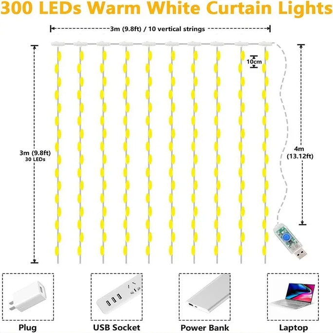 LED Curtain String Lights Fairy