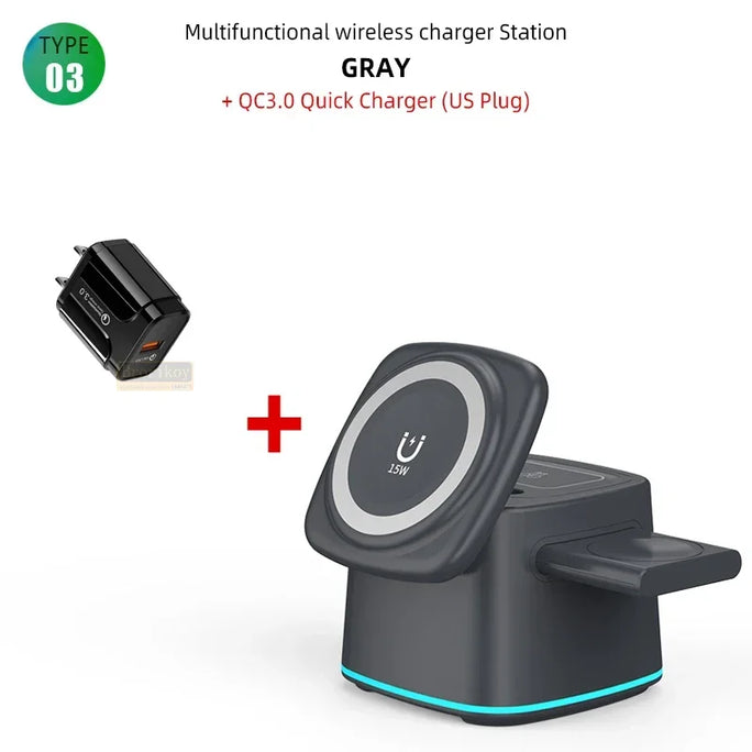 Magnetic Wireless Charger 3 in 1 for Apple Device