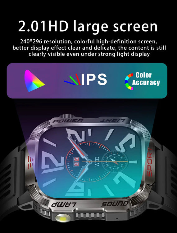 Smart Watch Men LED Flashlight