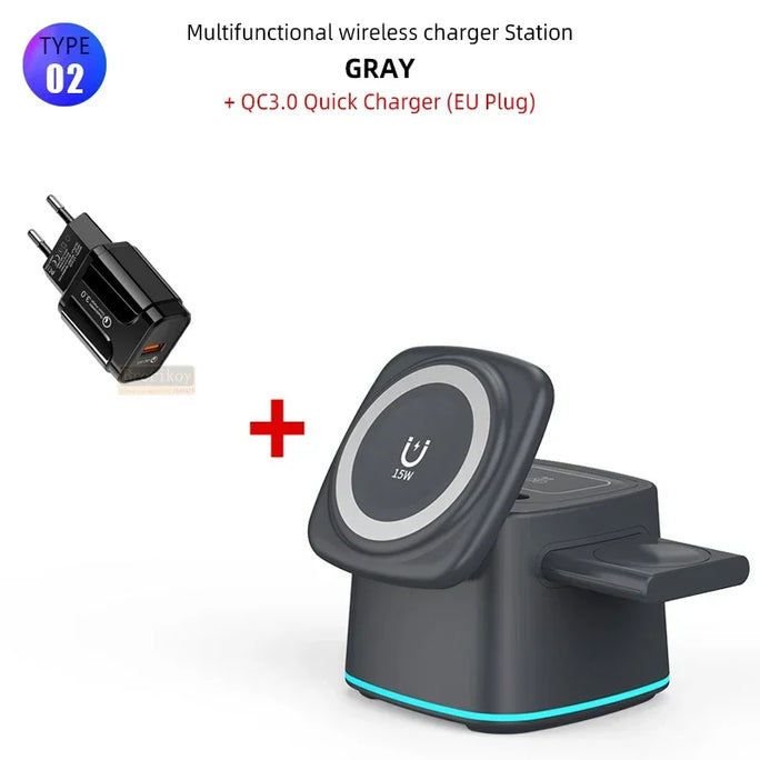 Magnetic Wireless Charger 3 in 1 for Apple Device
