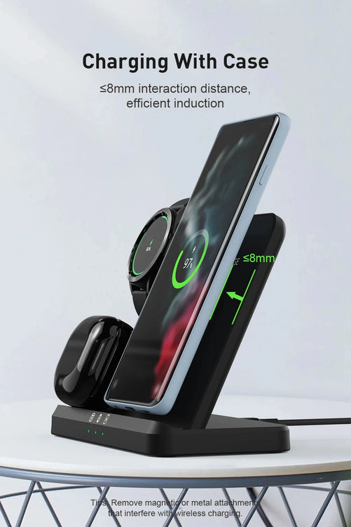 3 in 1 Wireless Charger Stand for Samsung Galaxy S24 S23 Ultra Note Qi