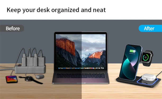 Wireless Charger Stand Pad Foldable Fast Charging Dock Station