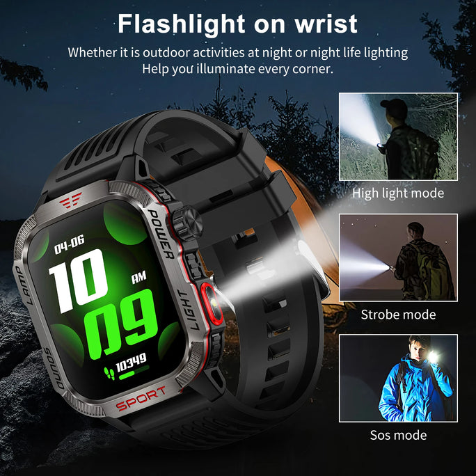 Smart Watch Men LED Flashlight