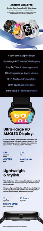 Zeblaze Voice Calling Smart Watch Ultra-big HD AMOLED Screen