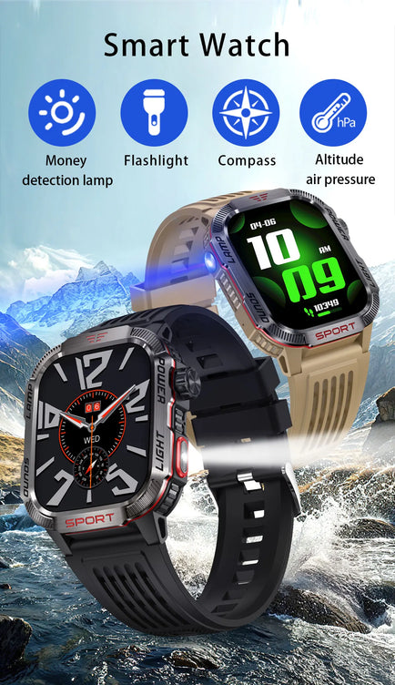 Smart Watch Men LED Flashlight