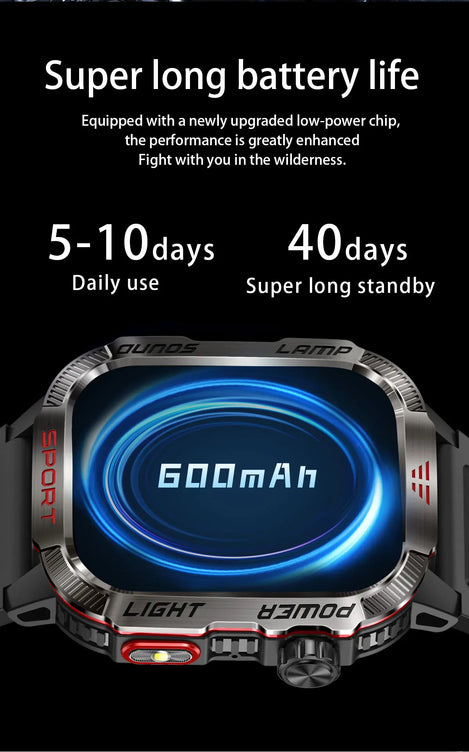 Smart Watch Men LED Flashlight