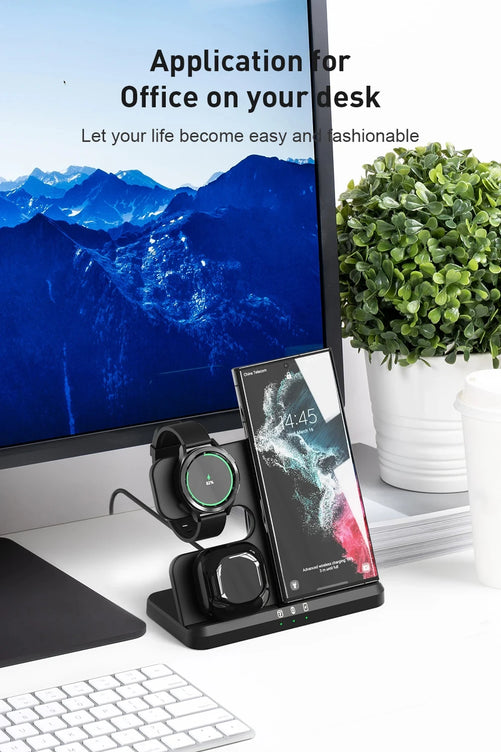 3 in 1 Wireless Charger Stand for Samsung Galaxy S24 S23 Ultra Note Qi