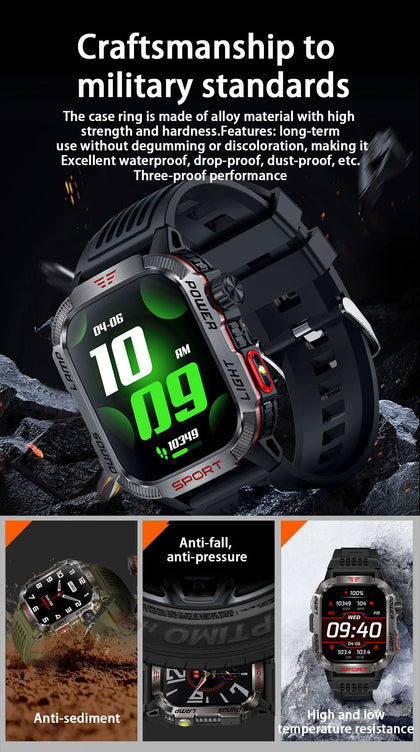 Smart Watch Men LED Flashlight