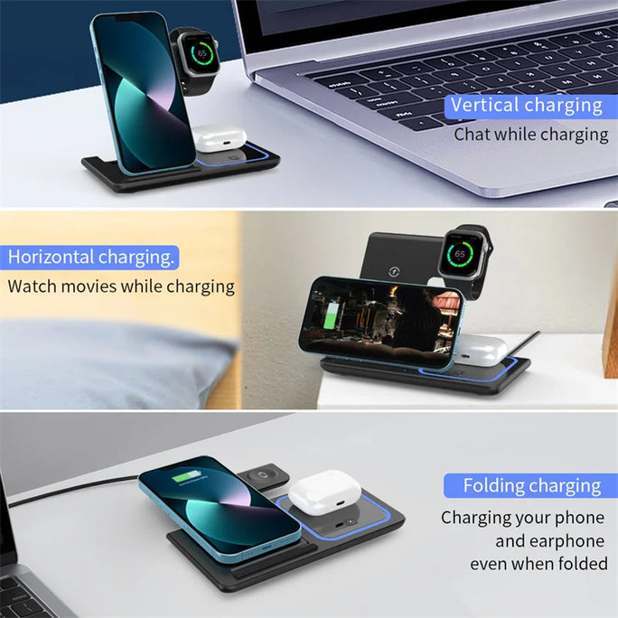 Wireless Charger Stand Pad Foldable Fast Charging Dock Station