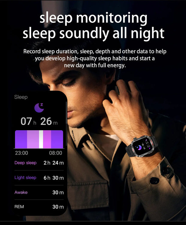 Smart Watch Men LED Flashlight