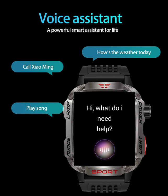 Smart Watch Men LED Flashlight
