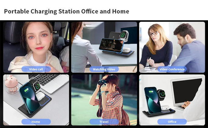Wireless Charger Stand Pad Foldable Fast Charging Dock Station
