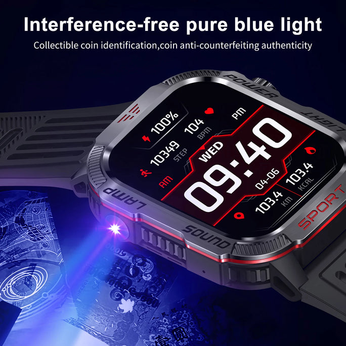 Smart Watch Men LED Flashlight