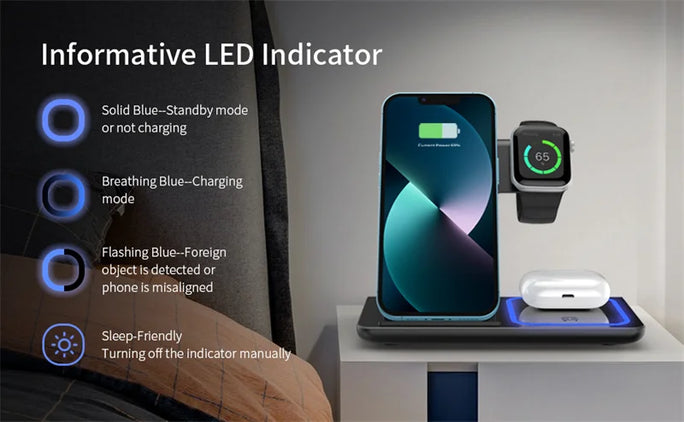 Wireless Charger Stand Pad Foldable Fast Charging Dock Station